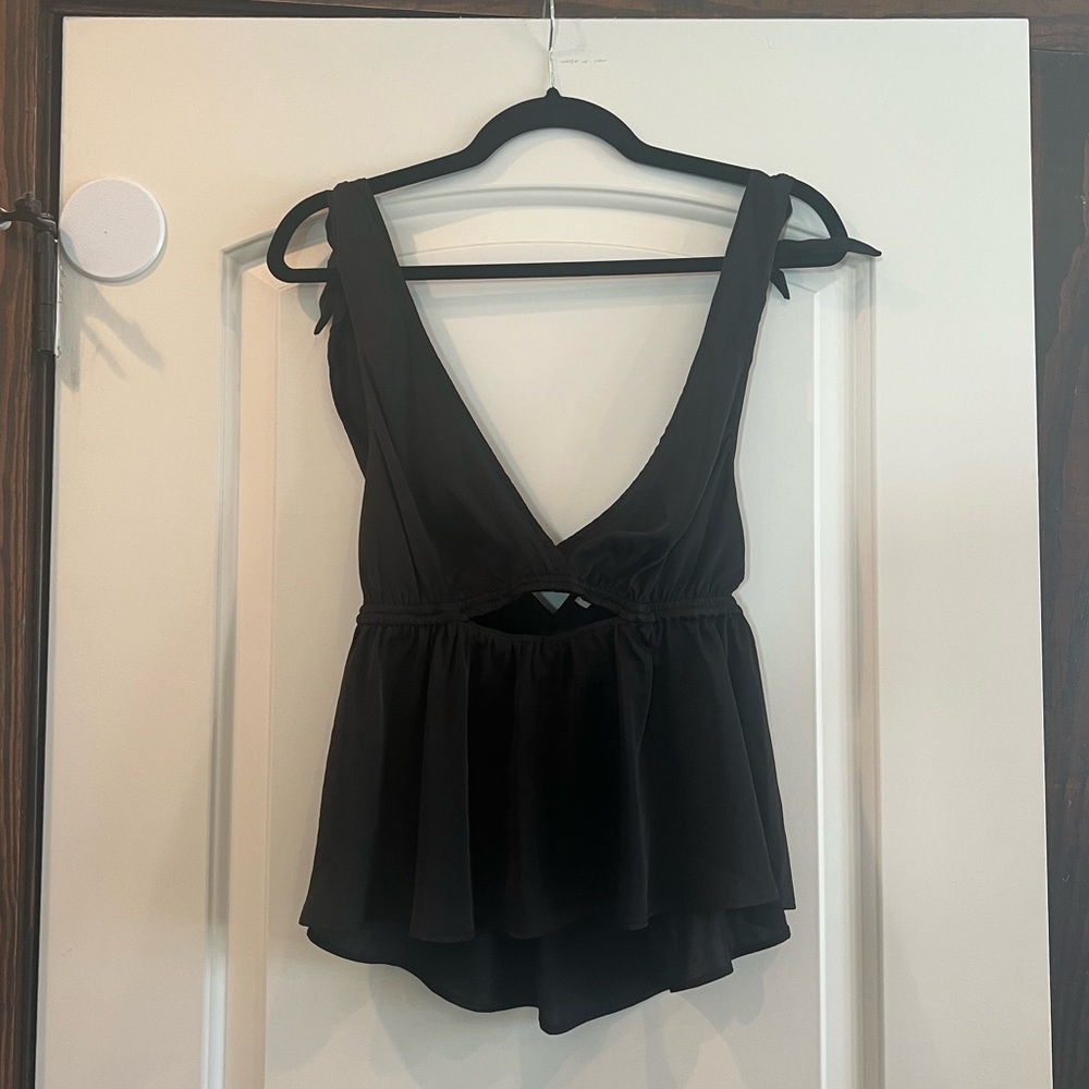 Free People Black Satin Tank NWT